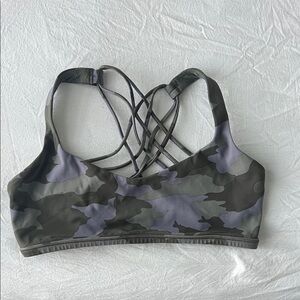 Lululemon Athletica Gray Camo Strappy Sports Bra